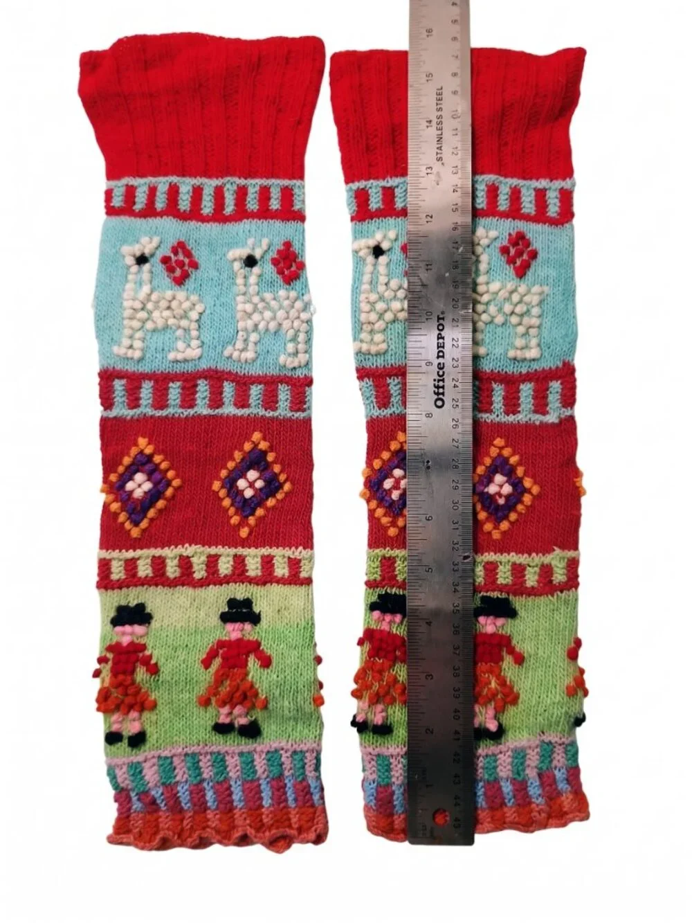 Andean Hand-Knitted Leg Warmers with Alpaca Designs